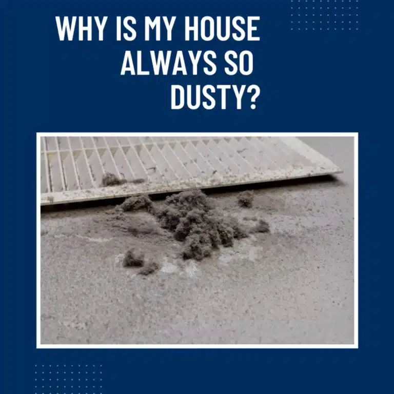 A dusty floor with a large pile of dust and debris next to an air vent, illustrating indoor dust accumulation.