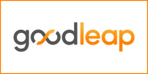 GoodLeap logo with the company name in lowercase letters; "good" in gray and "leap" in orange, all within an orange rectangular border.