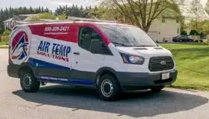 closeup of air temp service van parked on street